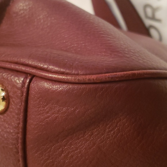 Michael Kors "Fulton" Large Leather Tote Handbag Color Maroon - Picture 7 of 16